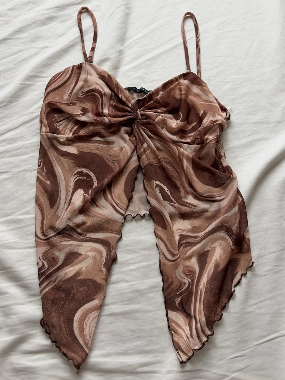 Papermoon Brown & Blush Mesh Top